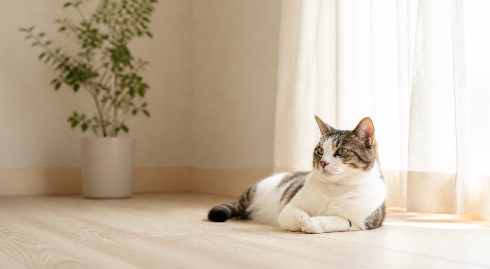 自然光の室内でくつろぐ猫のイメージ